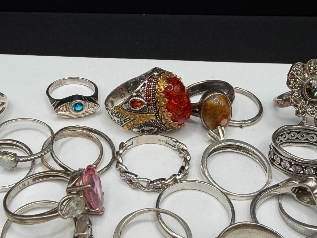 ASSORTED STERLING SILVER FASHION RINGS INCLUDING SOME DESIGNER SIGNED - 4