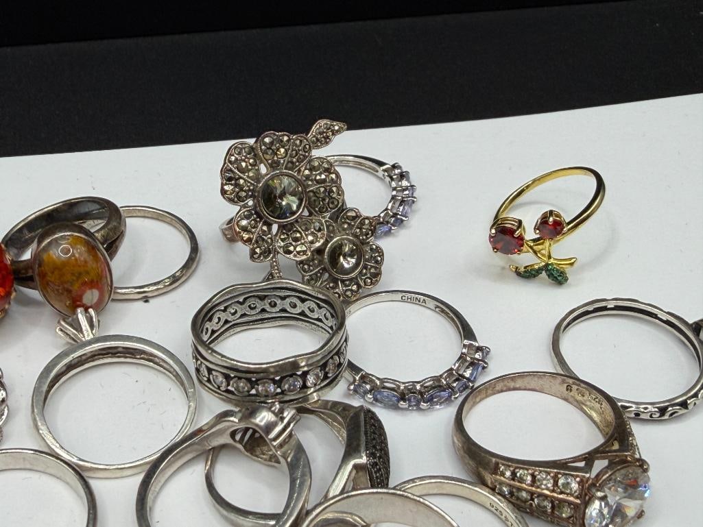 ASSORTED STERLING SILVER FASHION RINGS INCLUDING SOME DESIGNER SIGNED - 5