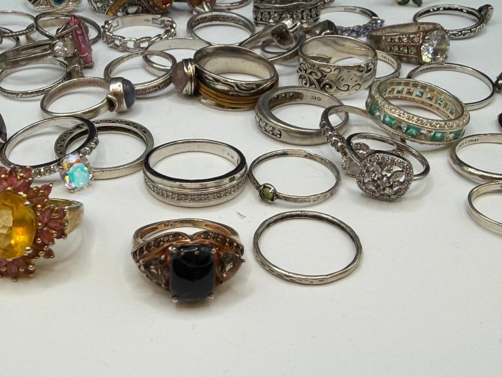 ASSORTED STERLING SILVER FASHION RINGS INCLUDING SOME DESIGNER SIGNED - 7