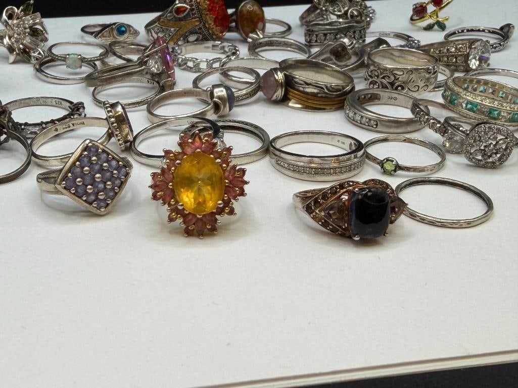 ASSORTED STERLING SILVER FASHION RINGS INCLUDING SOME DESIGNER SIGNED - 8