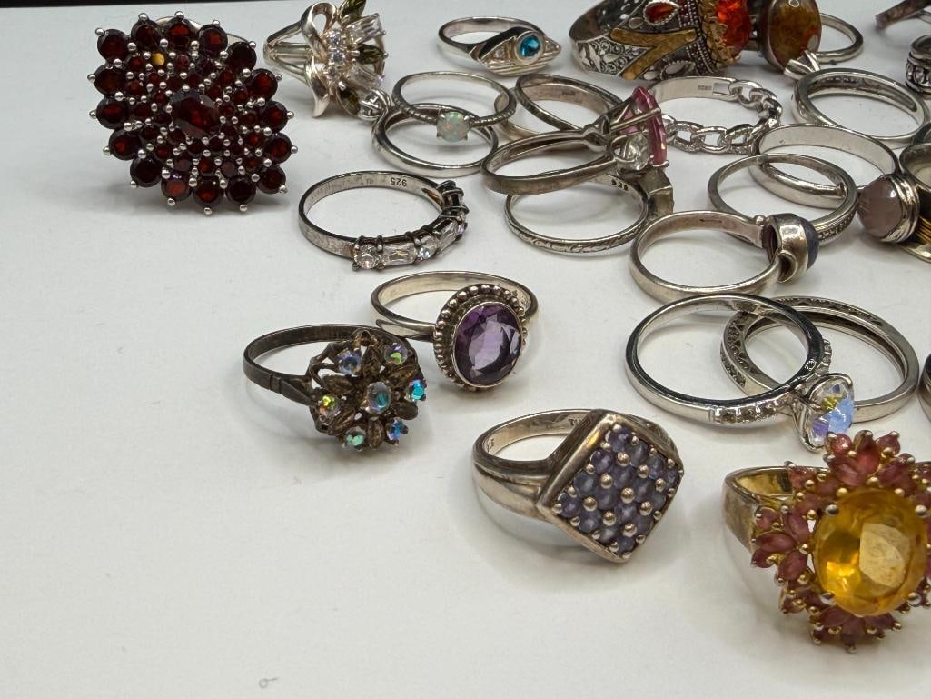 ASSORTED STERLING SILVER FASHION RINGS INCLUDING SOME DESIGNER SIGNED - 9