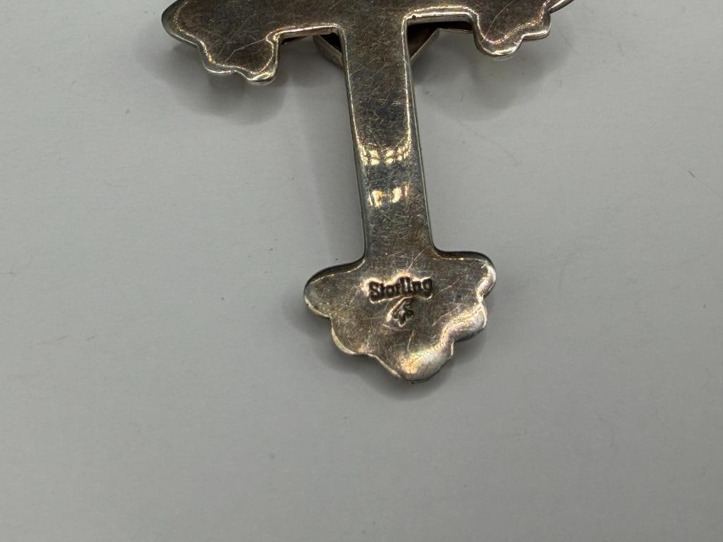 TWO NAVAJO STERLING SILVER TURQUOISE CROSS PENDANTS - 5