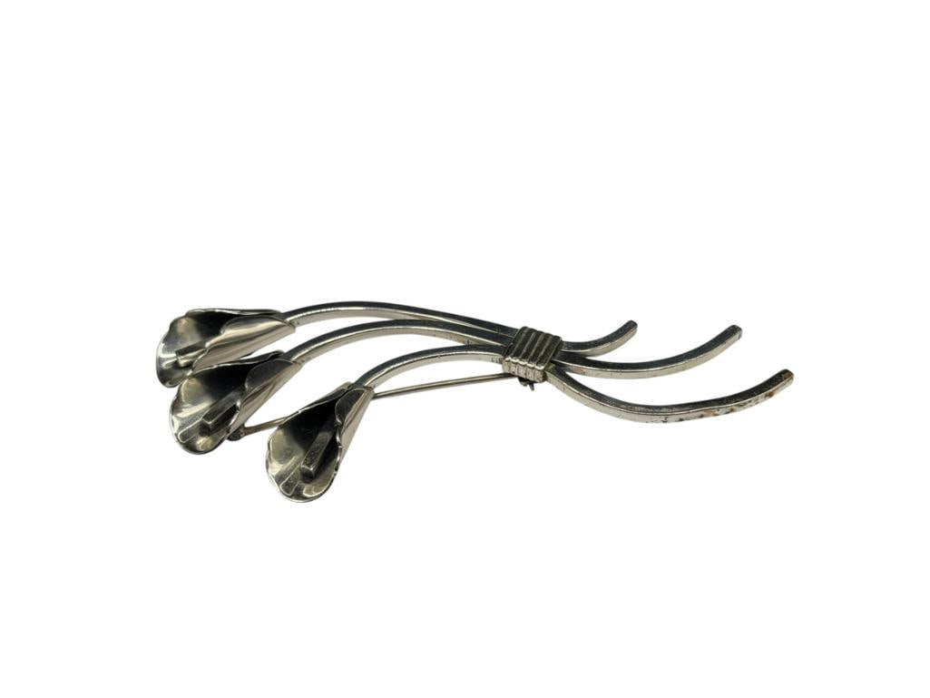VINTAGE RENOIR SAUTEUR STERLING SILVER ORCHID BROOCH (1 of 4)