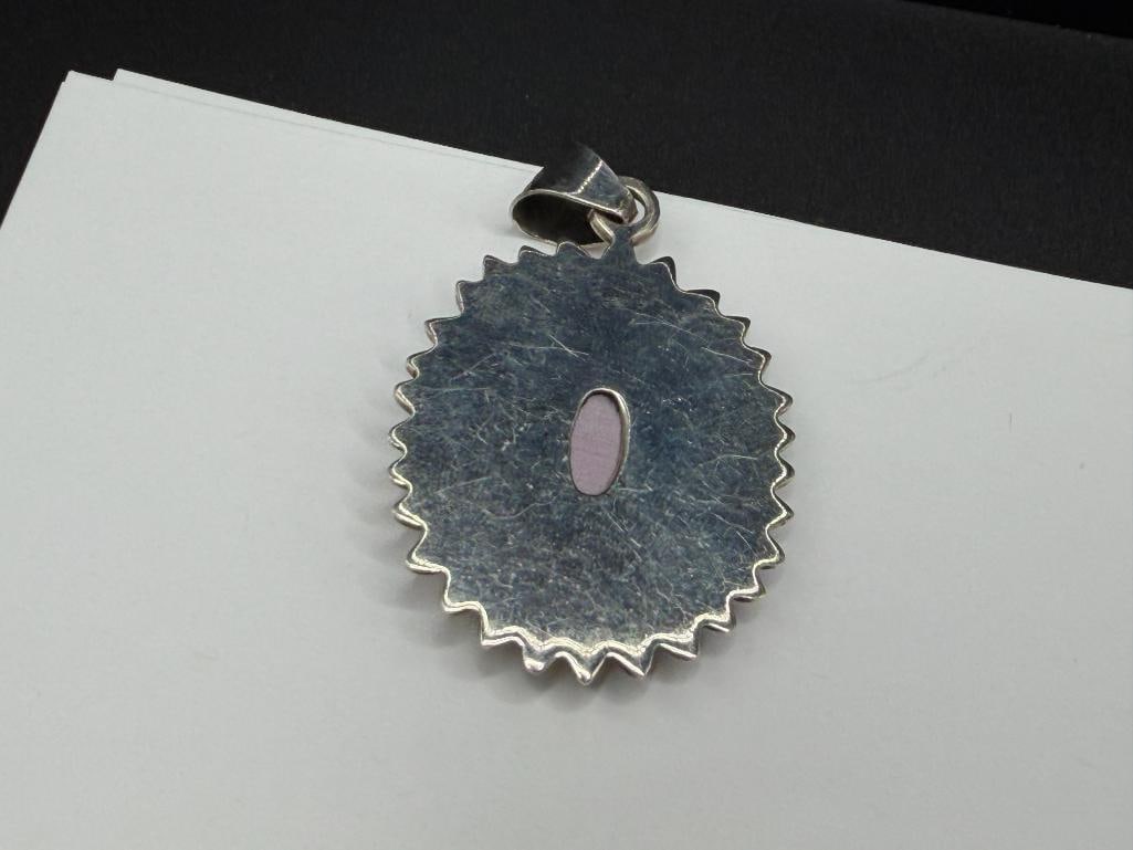 TWO VINTAGE STERLING SILVER STONE PENDANTS INCLUDING PETER VAN HORNE HEMATITE AND PURPLE MOONSTONE - 4