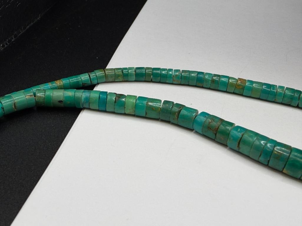 VINTAGE NAVAJO TURQUOISE HEISHI BEAD NECKLACE - 3