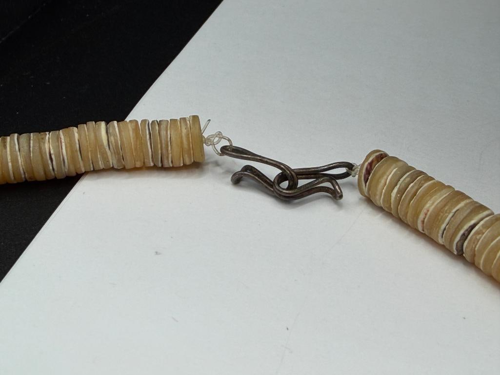 VINTAGE NAVAJO TURQUOISE AND CORAL WITH SHELL HEISHI BEAD NECKLACE - 4
