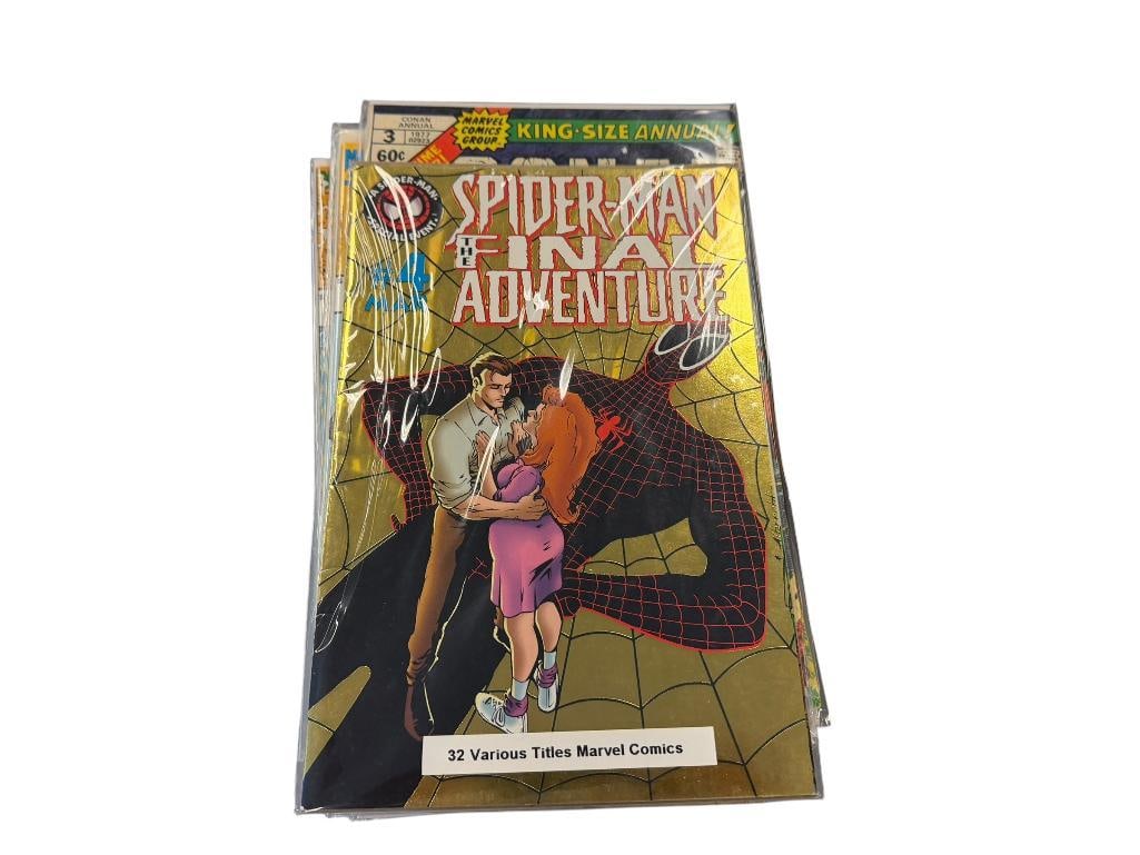 32 ASSORTED MARVEL COMIC BOOKS SPIDER-MAN, AVENGERS, WARLORD, DAZZLER, ELEKTRA, DRACULA (1 of 13)