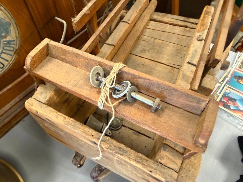 VINTAGE HAND CRAFTED WOODEN STAKE WAGON - 5