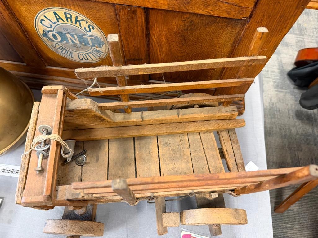 VINTAGE HAND CRAFTED WOODEN STAKE WAGON - 6