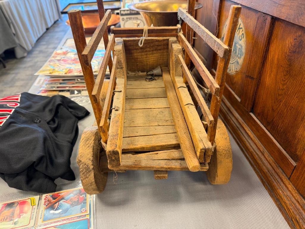 VINTAGE HAND CRAFTED WOODEN STAKE WAGON - 7