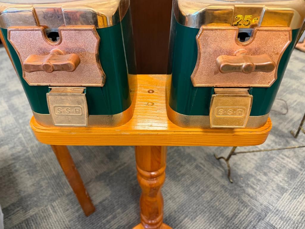 SILENT SALESFORCE INC. CANDY DISPENSERS ON PINE THREE-FOOTED STAND - 12