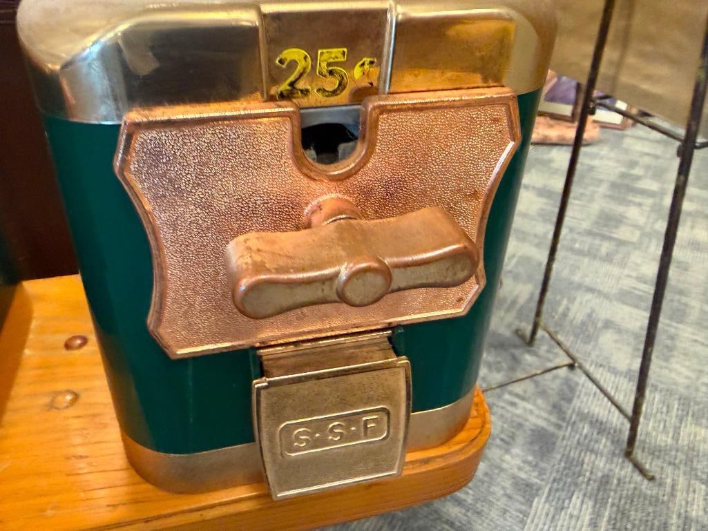SILENT SALESFORCE INC. CANDY DISPENSERS ON PINE THREE-FOOTED STAND - 14