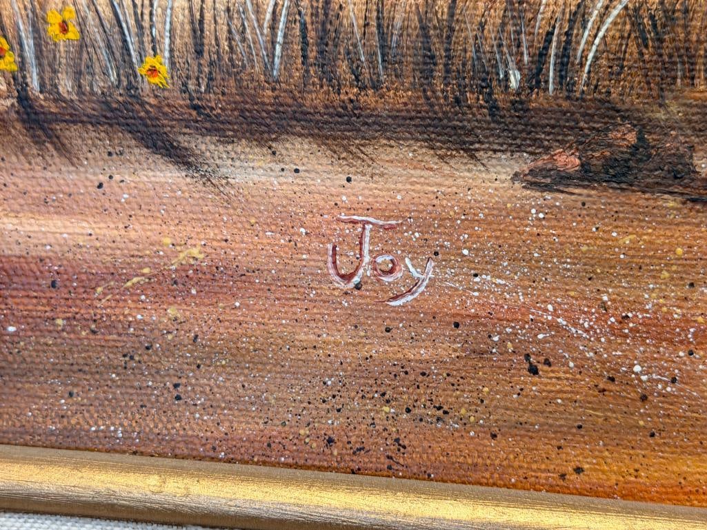 JOY SIGNED ORIGINAL OIL ON CANVAS PAINTING DEPICTING A FARM IN THE FALL - 5