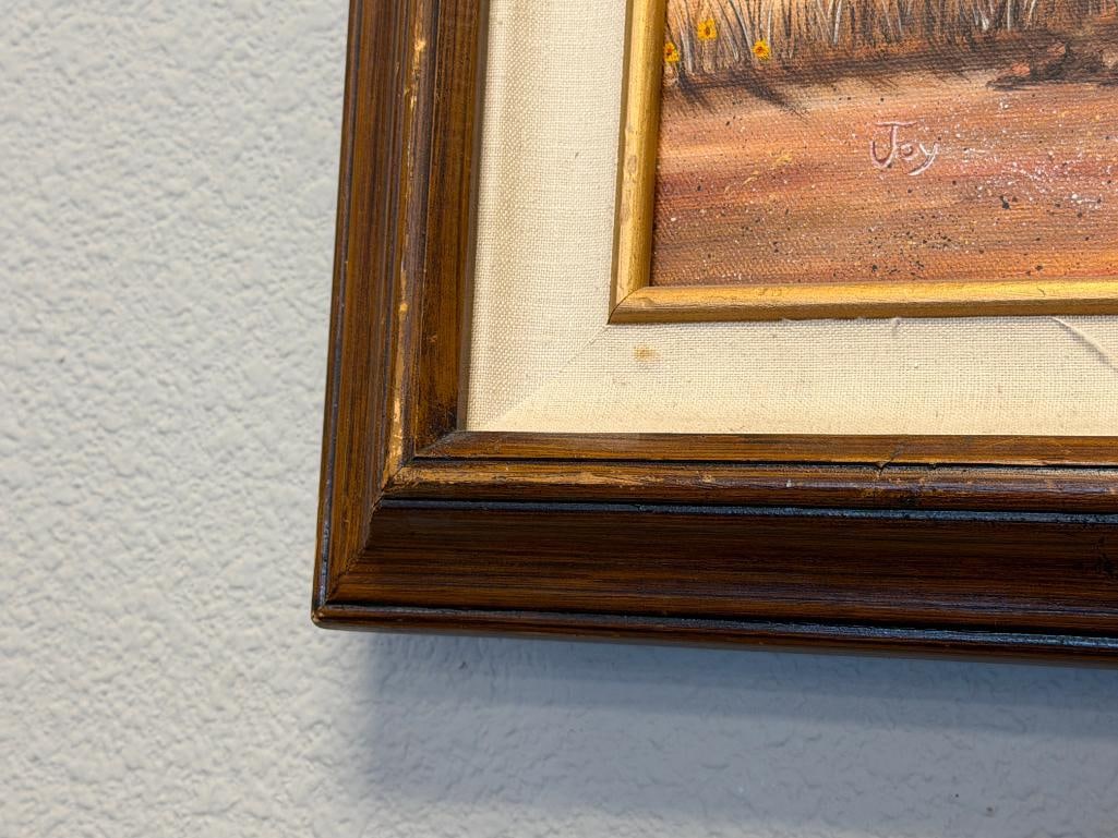 JOY SIGNED ORIGINAL OIL ON CANVAS PAINTING DEPICTING A FARM IN THE FALL - 6