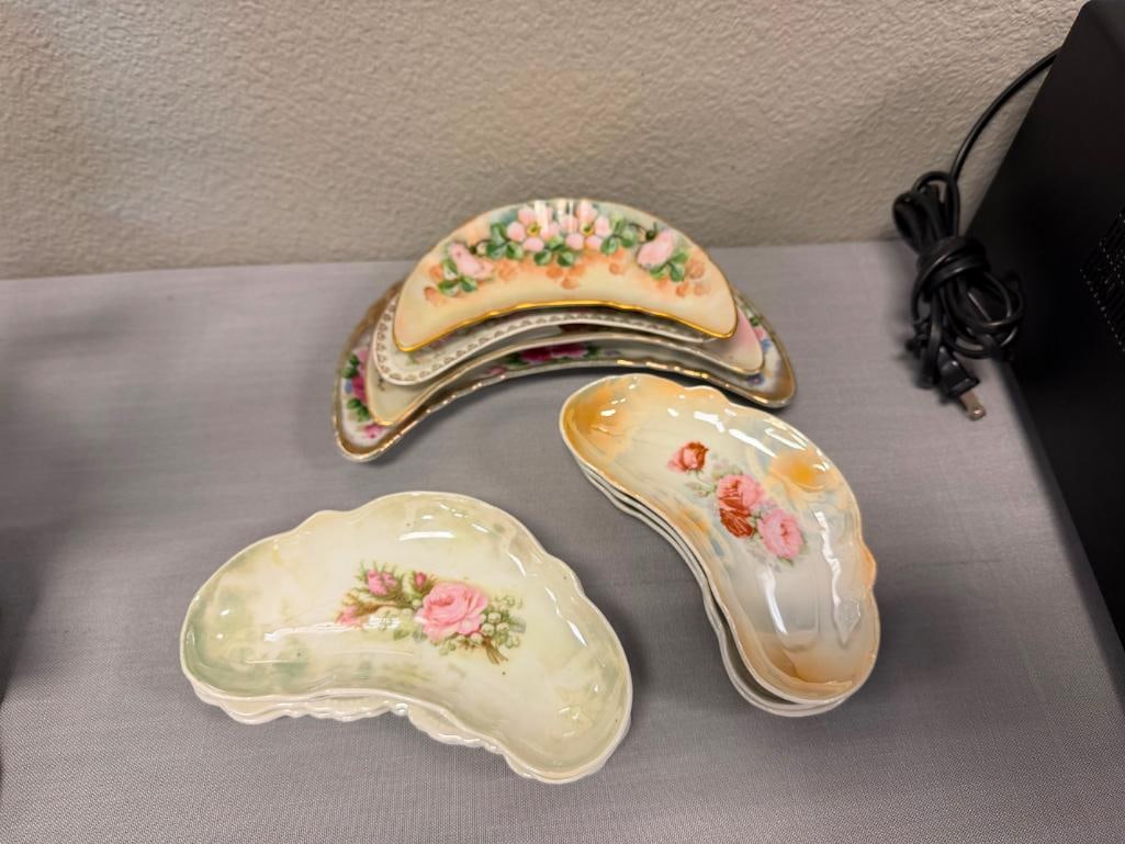 ELEVEN ANTIQUE CHINA / LUSTERWARE BONE PLATES MANY MADE IN GERMANY - 2