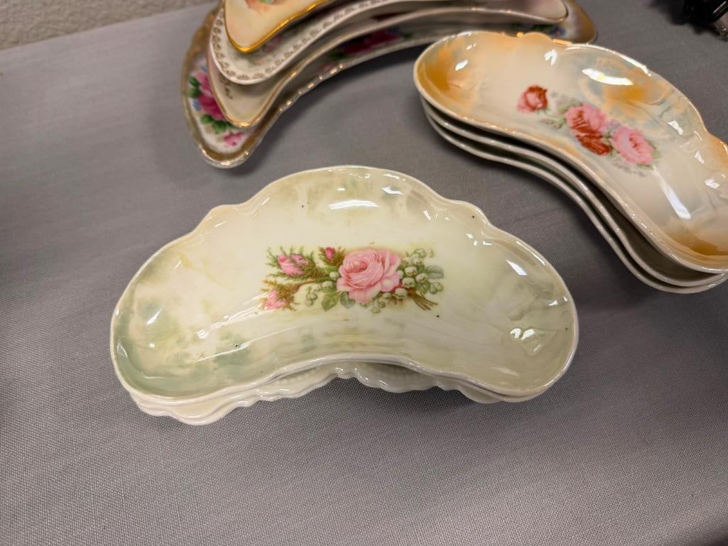 ELEVEN ANTIQUE CHINA / LUSTERWARE BONE PLATES MANY MADE IN GERMANY - 3