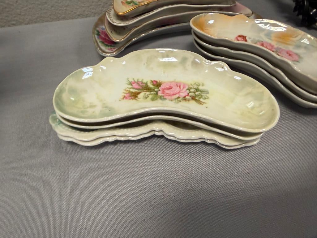 ELEVEN ANTIQUE CHINA / LUSTERWARE BONE PLATES MANY MADE IN GERMANY - 5
