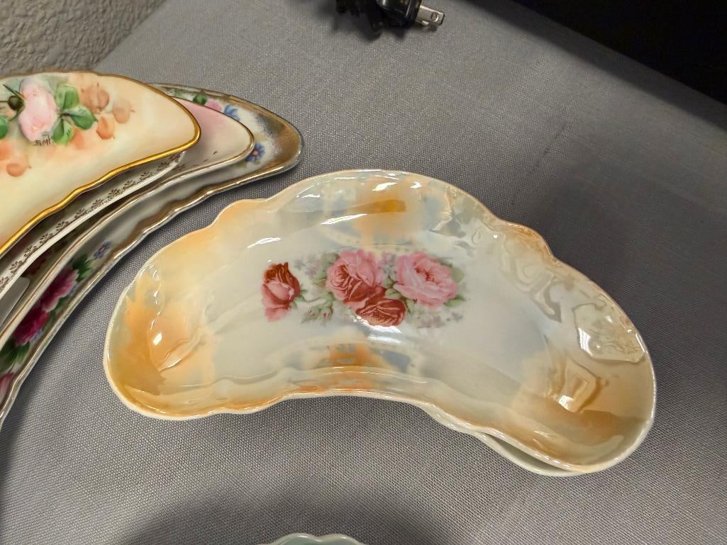 ELEVEN ANTIQUE CHINA / LUSTERWARE BONE PLATES MANY MADE IN GERMANY - 6