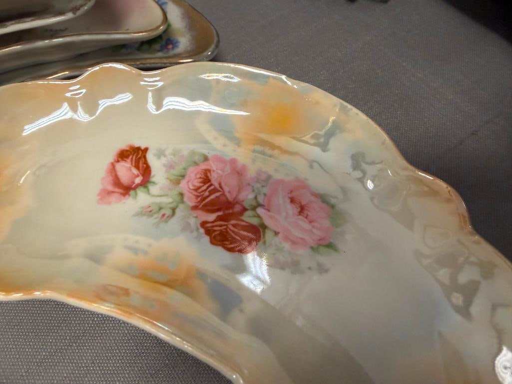 ELEVEN ANTIQUE CHINA / LUSTERWARE BONE PLATES MANY MADE IN GERMANY - 7