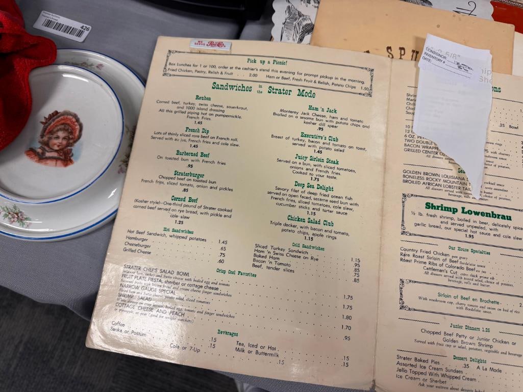 VINTAGE MENUS FROM VARIOUS RESTAURANTS INCLUDING SEVERAL CARSON CITY, NV - 5