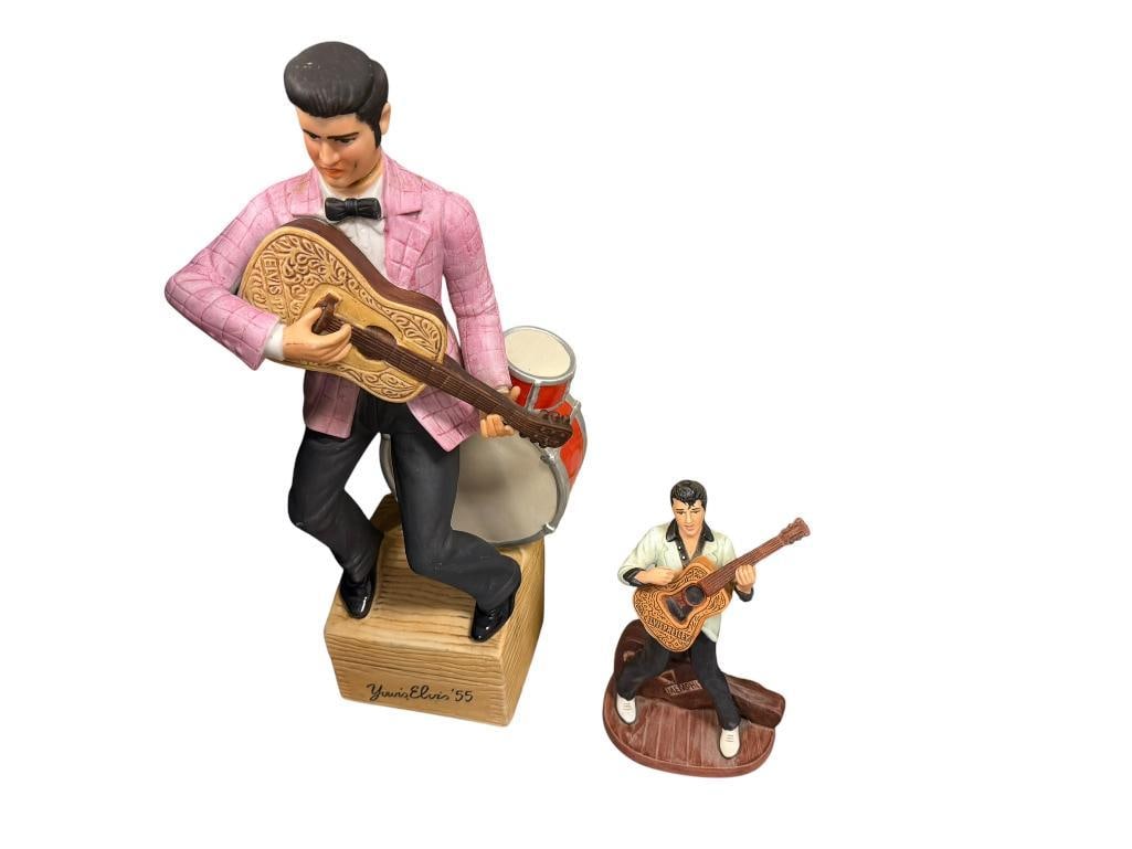 ELVIS COLLECTIBLES ELVIS GREATEST HITS VOL I & II DECANTER, PORCELAIN FIGURINE AND KENTUCKY RAIN 45 - 2