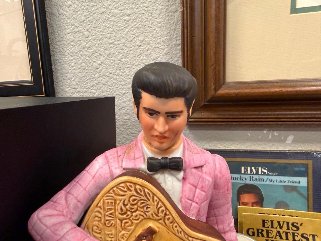 ELVIS COLLECTIBLES ELVIS GREATEST HITS VOL I & II DECANTER, PORCELAIN FIGURINE AND KENTUCKY RAIN 45 - 8
