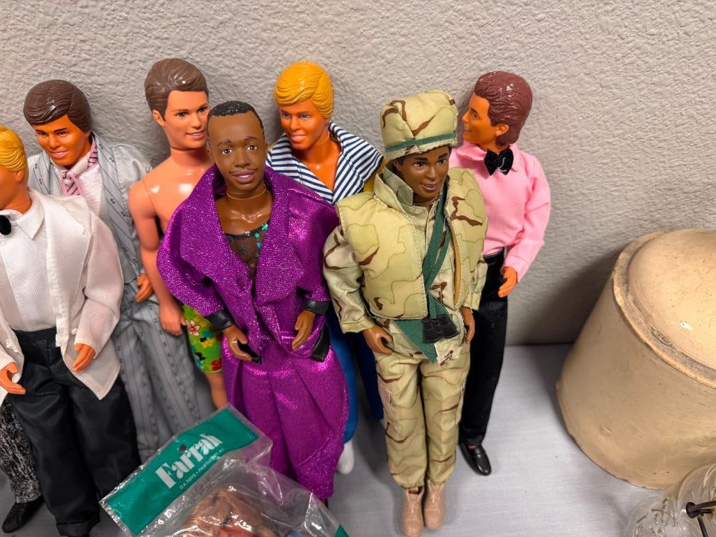 MATTEL 1968 KEN, MC HAMMER, AND 1992 STARS 'N STRIPES ARMY DOLL PLUS FARRAH DOLLS - 5