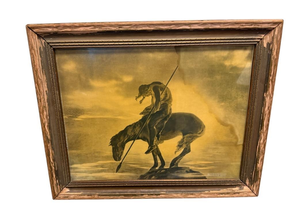 JAMES EARLE FRASER VINTAGE LITHOGRAPH END OF TRAIL CIRCA 1920'S - 1930'S REINTHAL & NEWMAN N.Y. (1 of 6)