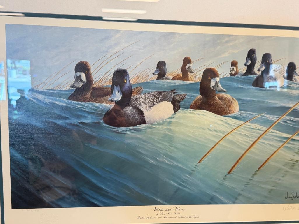 RON VAN GILDER DUCKS UNLIMITED LIMITED EDITION PRINT WINDS AND WAVES NO. 3418/3600 - 2