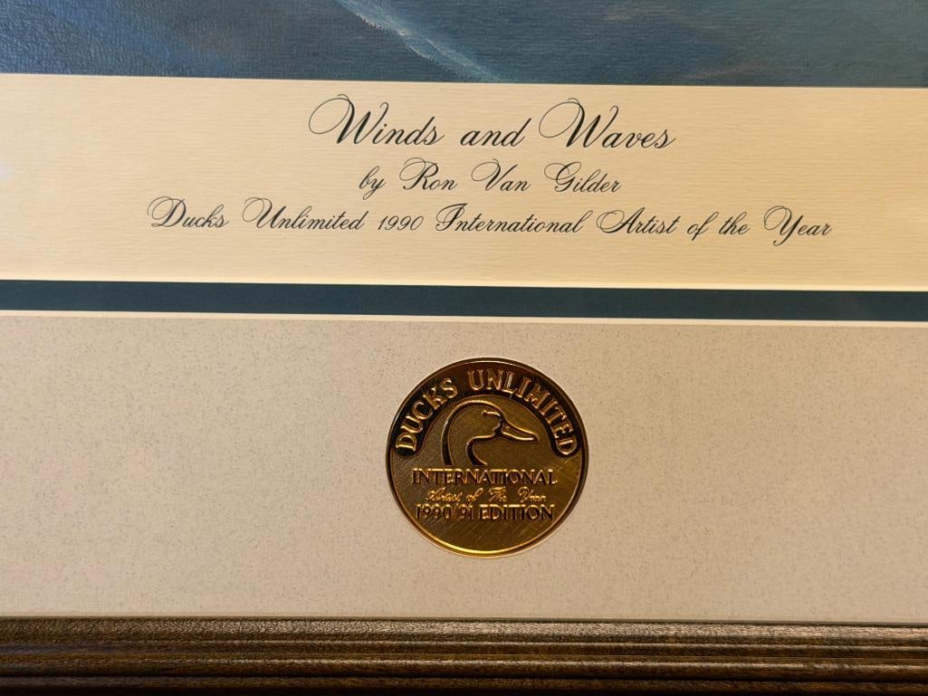 RON VAN GILDER DUCKS UNLIMITED LIMITED EDITION PRINT WINDS AND WAVES NO. 3418/3600 - 5
