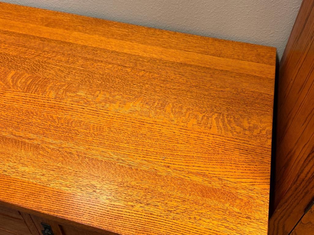 MISSION STYLE QUARTER SAWN OAK GRAIN DOUBLE SIDED COCKTAIL TABLE - 3