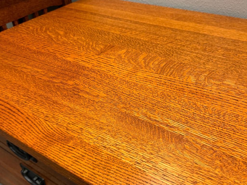 MISSION STYLE QUARTER SAWN OAK GRAIN DOUBLE SIDED COCKTAIL TABLE - 4