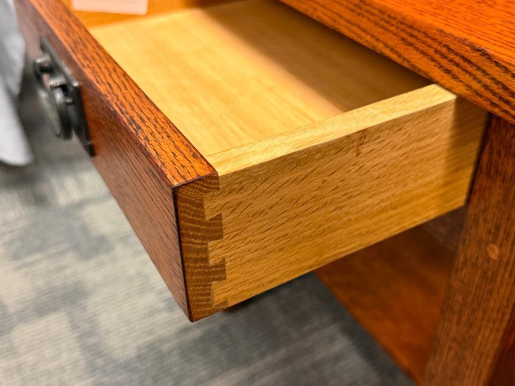 MISSION STYLE QUARTER SAWN OAK GRAIN SINGLE DRAWER ENDTABLES - 9