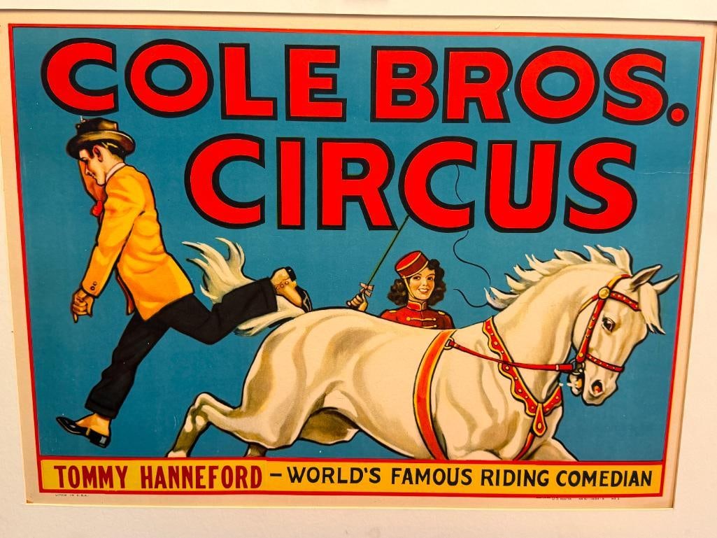 1930'S - 1940'S TOMMY HANNEFORD THE WORLD'S FAMOUS RIDING COMEDIAN FOR THE COLE BROS. CIRCUS POSTER - 2