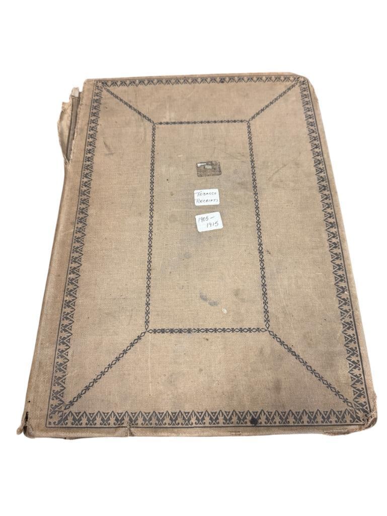COLLECTION OF TOBACCO RECIEPTS FROM 1905 TO 1915: INCLUDES RECIEPTS FROM SPECIAL SYSTEM CO. ANTHONY SCHWAMM, J.J. GANS, KINGSBAKER BROS. CO., ZECH CIGAR CO. AND MANY OTHERS, COLLECTED IN CLOTH LEDGER 11" X 16" 
