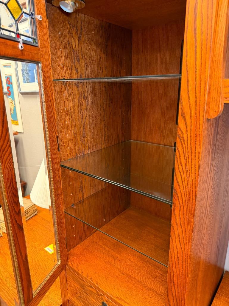 OAK TREE FURNITURE MISSION STYLE OAK TV / ENTERTAINMENT WALL UNIT EXPANDABLE - 10