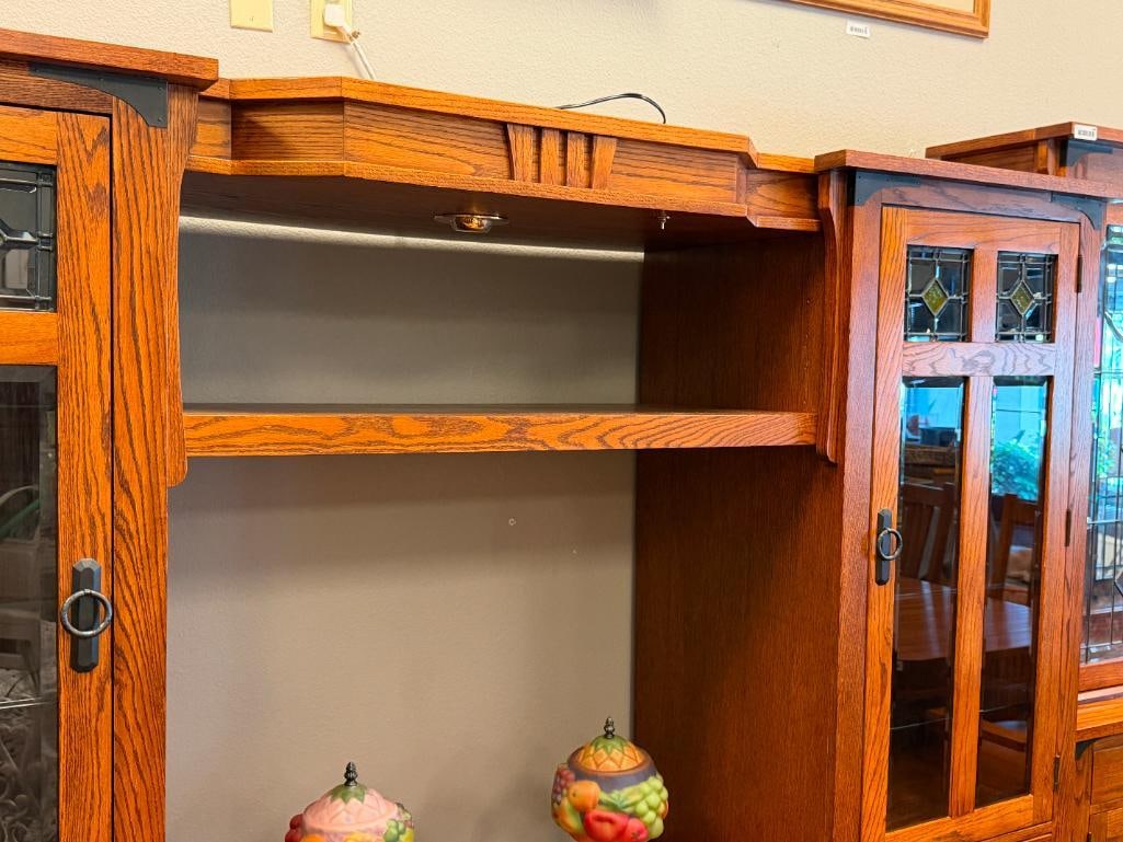 OAK TREE FURNITURE MISSION STYLE OAK TV / ENTERTAINMENT WALL UNIT EXPANDABLE - 3