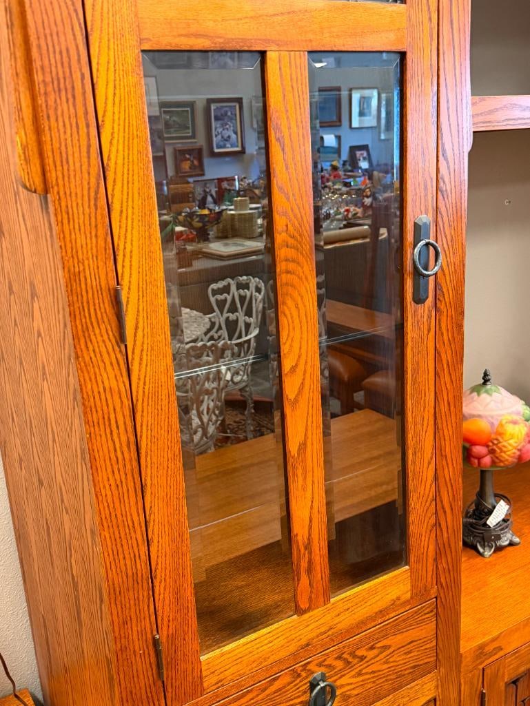 OAK TREE FURNITURE MISSION STYLE OAK TV / ENTERTAINMENT WALL UNIT EXPANDABLE - 6
