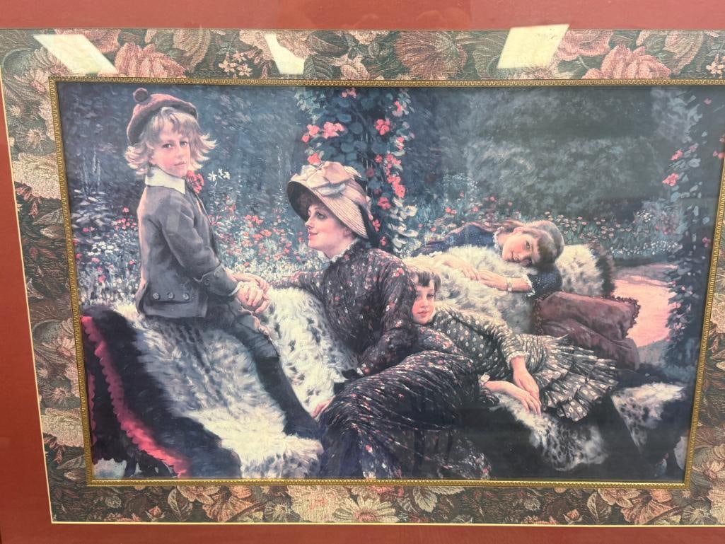 JAMES TISSOT FRENCH ARTIST LARGE DECOR PRINT TITLED THE GARDEN BENCH - 2