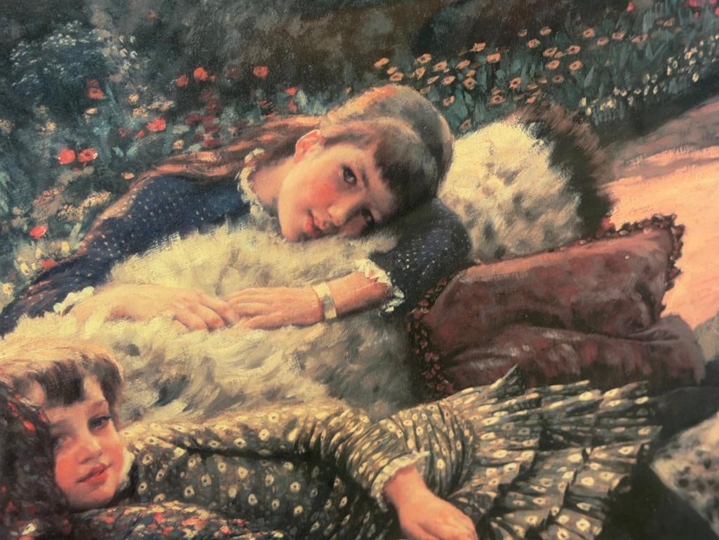 JAMES TISSOT FRENCH ARTIST LARGE DECOR PRINT TITLED THE GARDEN BENCH - 5
