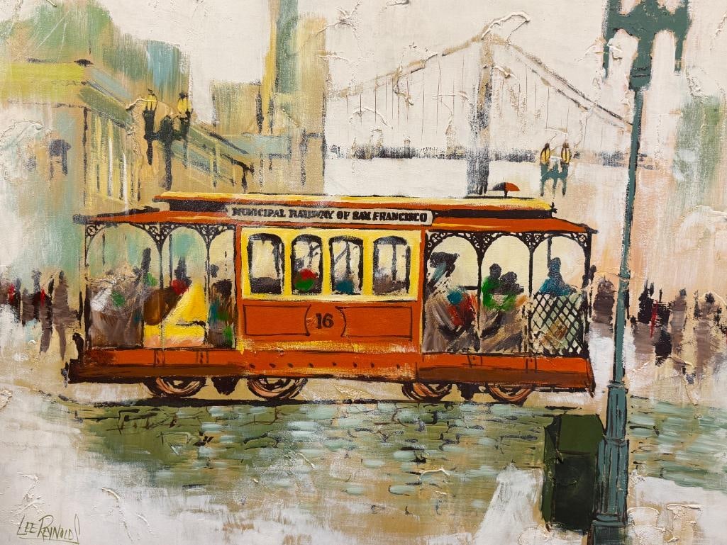 LEE REYNOLDS LARGE ORIGINAL ACRYLIC ON CANVAS SAN FRANCISCO TROLLEY - 2