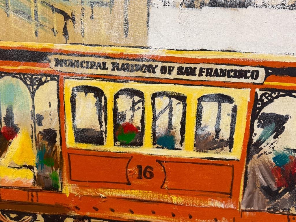 LEE REYNOLDS LARGE ORIGINAL ACRYLIC ON CANVAS SAN FRANCISCO TROLLEY - 4