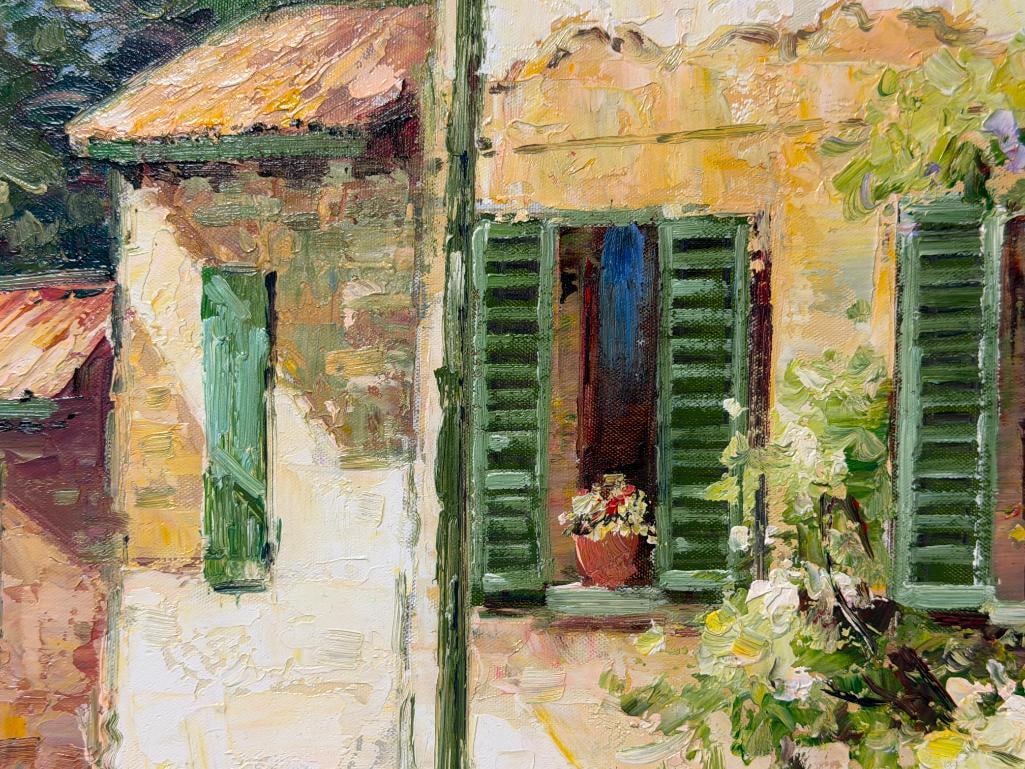 LARGE ORIGINAL HEAVY ACRYLIC ON CANVAS EUROPEAN COUNTRYSIDE LANDSCAPE SIGNED - 5