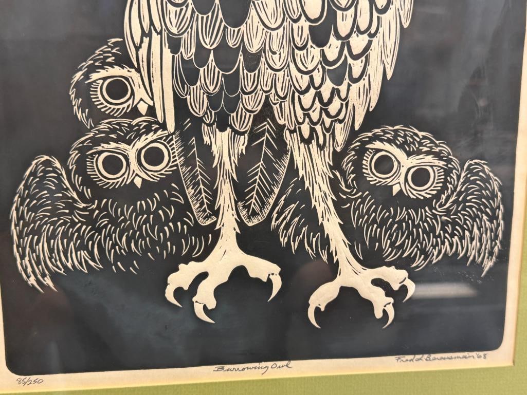 FRED BERENSMEIER CALIFORNIA ARTIST LIMITED EDITION PRINT BURROWING OWL NO. 85/250 - 4