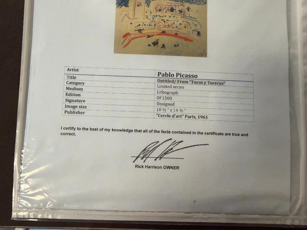 PABLO PICASSO PRINT TITLED L' ARENE DE NIMES FROM HIS 1961 PORTFOLIO TOROS Y TOREROS - 8