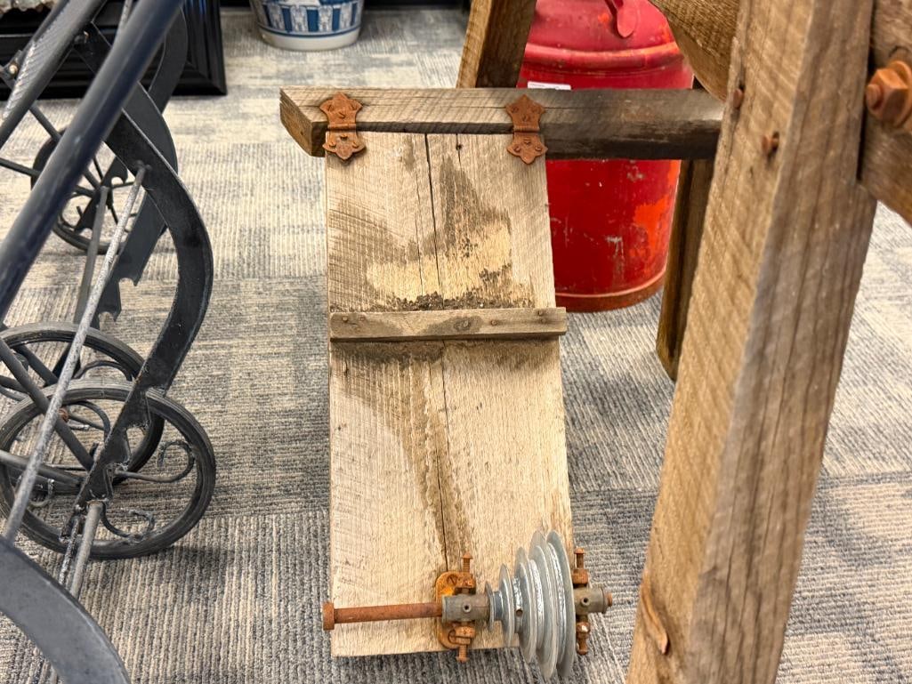 CLEVELAND STONE CO. ANTIQUE / PRIMITIVE LARGE SHARPENING GRINDING STONE WHEEL - 9