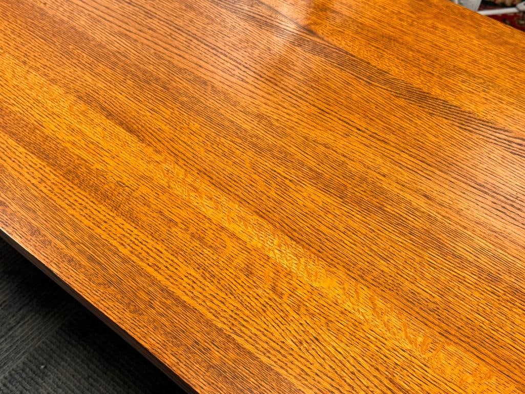 MISSION STYLE QUARTER SAWN OAK GRAIN COCKTAIL TABLE - 3