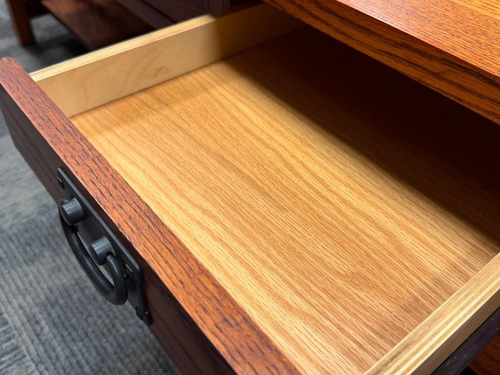 MISSION STYLE QUARTER SAWN OAK GRAIN COCKTAIL TABLE - 7