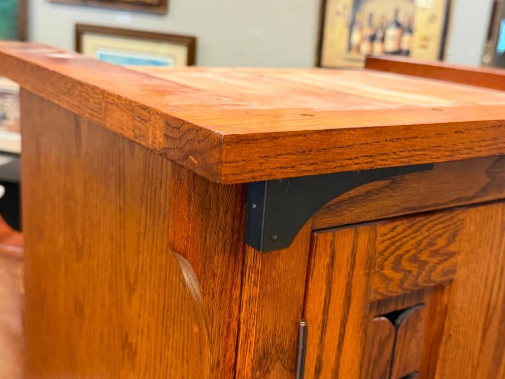 OAK TREE FURNITURE MISSION STYLE OAK MEDIA CABINET FOR CDS / DVDS - 5