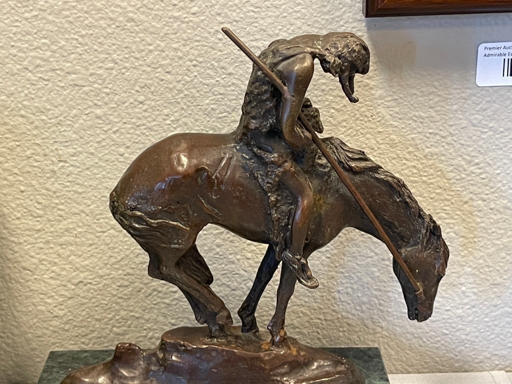 JAMES EARLE FRASER AMERICAN SCULPTOR RESTRIKE BRONZE SCULPTURE END OF THE TRAIL - 2